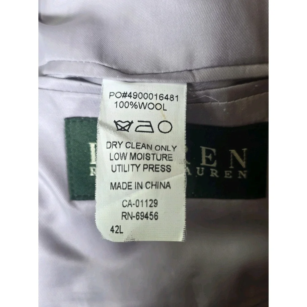Ralph Lauren Suit Mens 42L Charcoal Gray 2B Wool 2 Piece PLEATED Pants 36 x 33 - Picture 8 of 16
